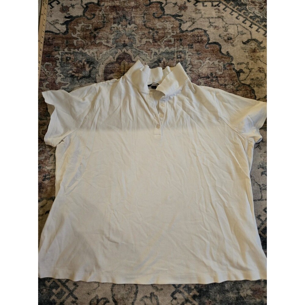 Lands End White Short Sleeve Collared Polo Shirt 2X